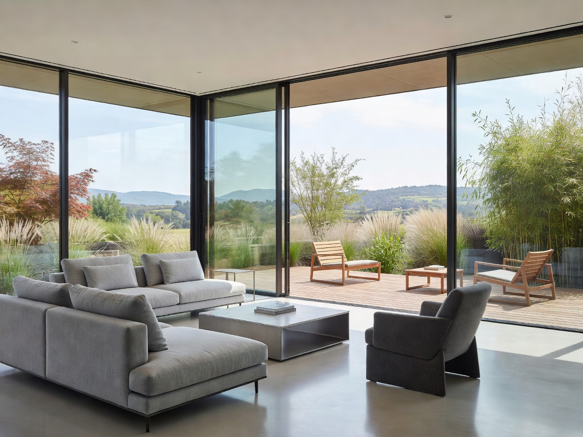 Large floor to ceiling glass windows looking out to a garden - architectural_glass_facade.jpg