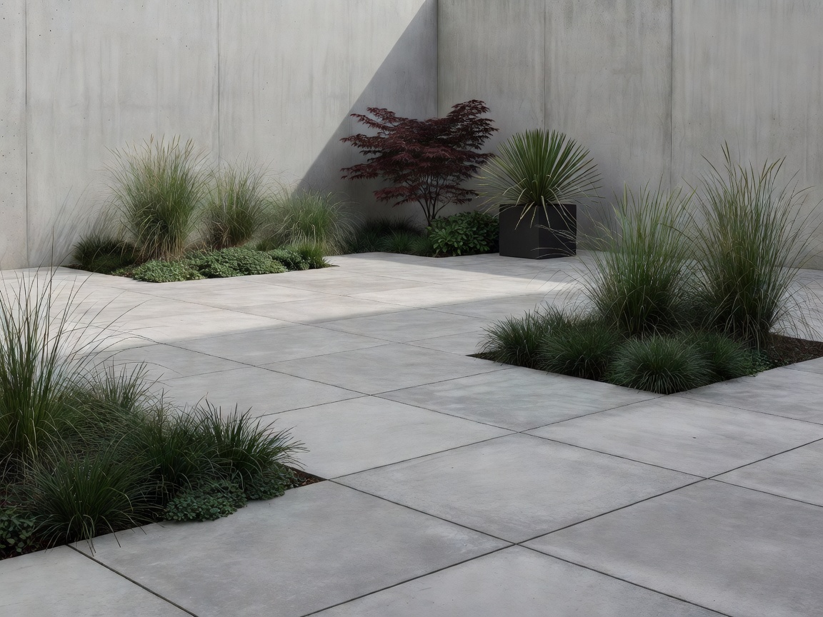 Modern courtyard garden with concrete pavers and minimalist planting - modern_courtyard.jpg