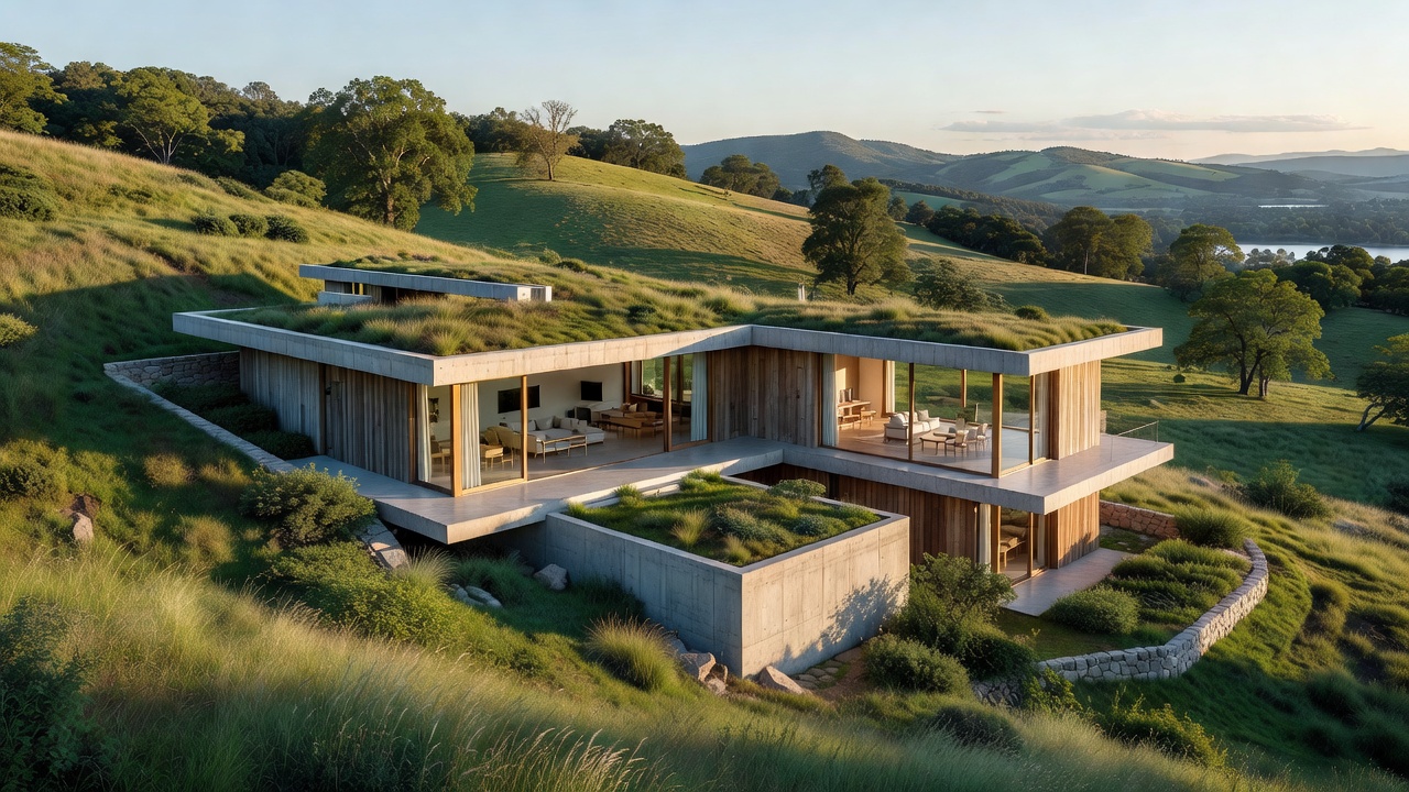 Modern house built into a sloping landscape with expansive views - landscape_integrated_home.jpg
