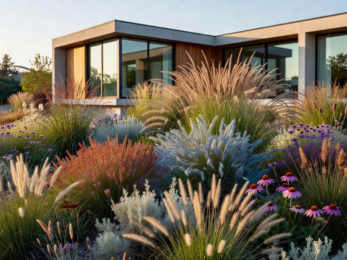 Native landscaping with ornamental grasses around a modern home - native_planting_design.jpg